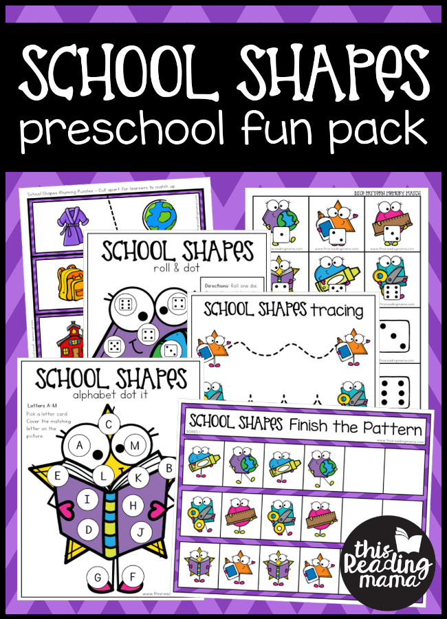 Back to School Preschool Pack - School Shapes - This Reading Mama