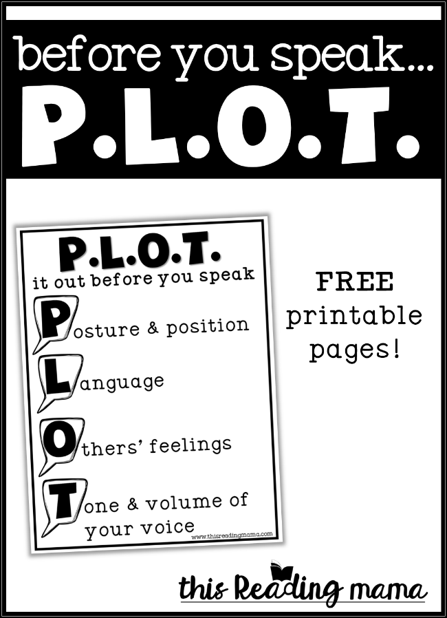 Before You Speak PLOT it out - FREE Printable Included - This Reading Mama