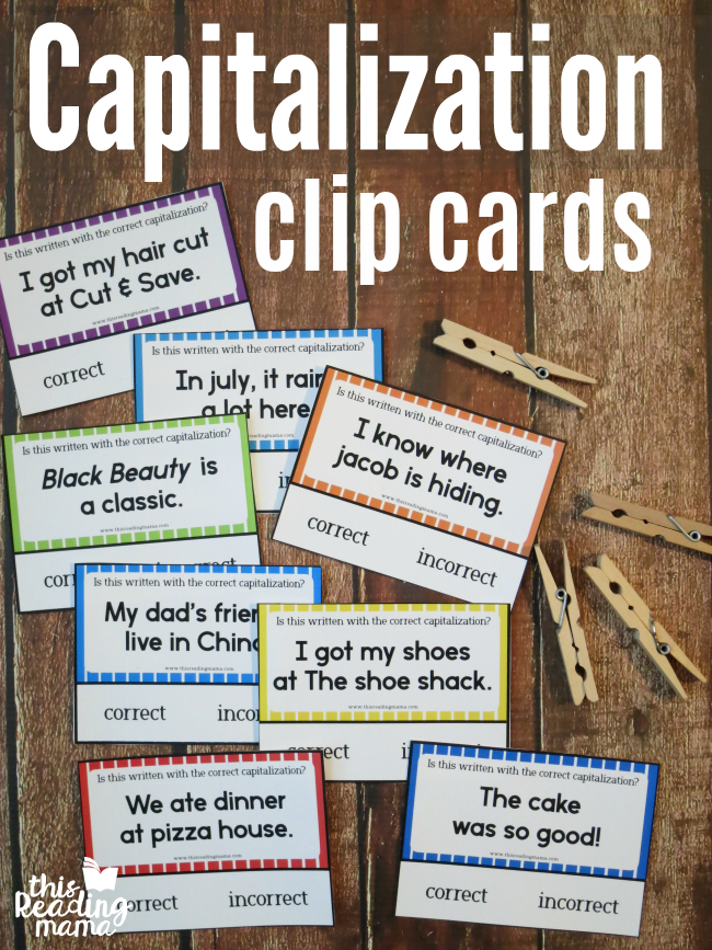Free Capitalization Clip Cards - This Reading Mama