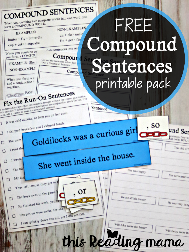 FREE Compound Sentences Printable Activities - This Reading Mama