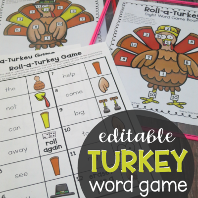 Editable Turkey Word Game