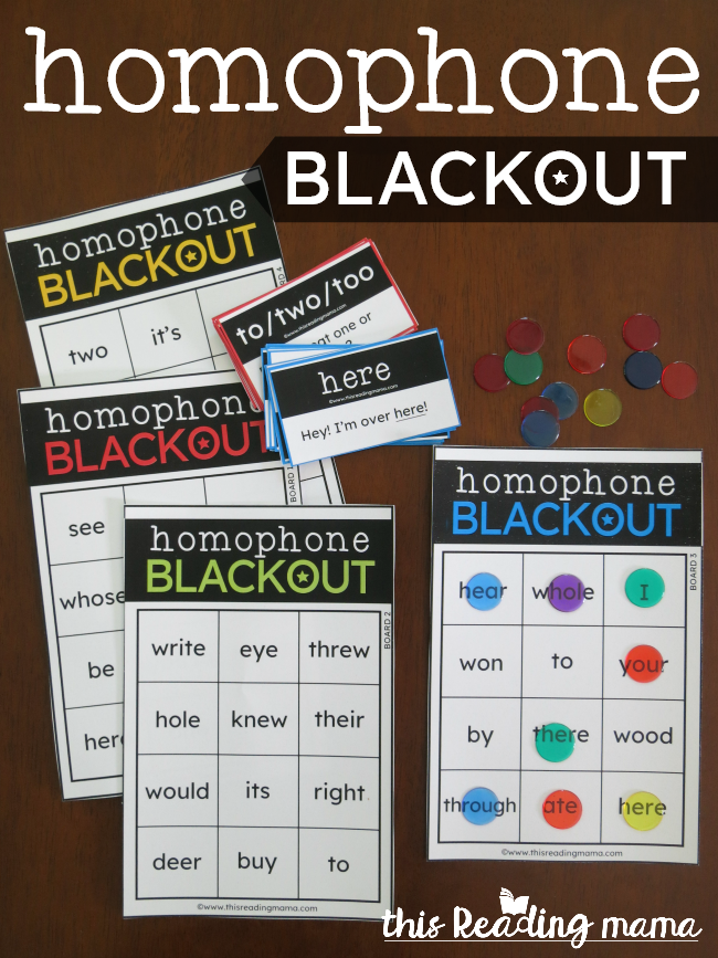 Homophone BLACKOUT Game - This Reading Mama