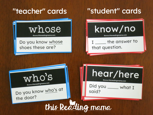 homophone blackout games - lots of game card options