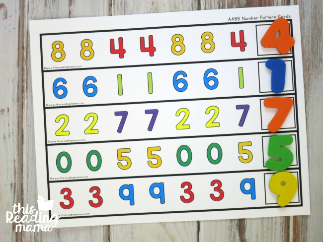 use magnetic numbers to complete number pattern cards