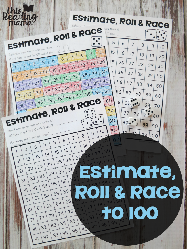 Estimate, Roll and Race to 100 - This Reading Mama