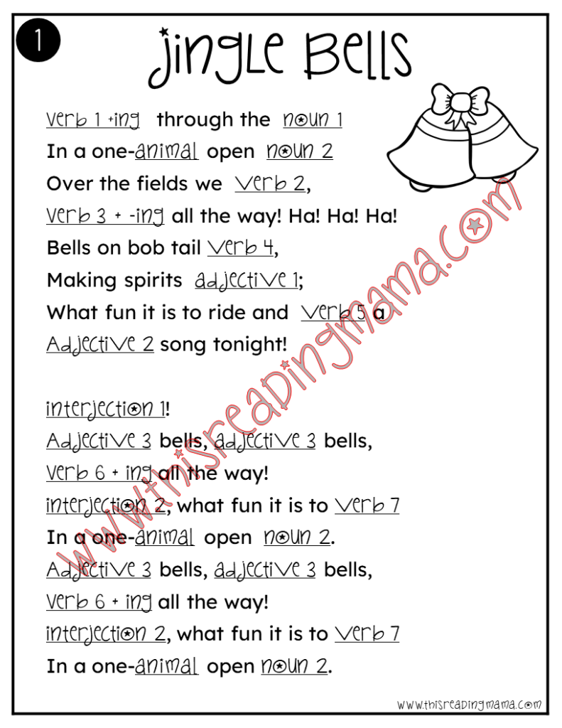 Christmas Songs Mad Libs - put your own words into the song