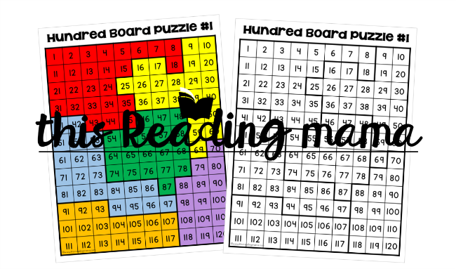 Color and Blackline Hundred Board Puzzles