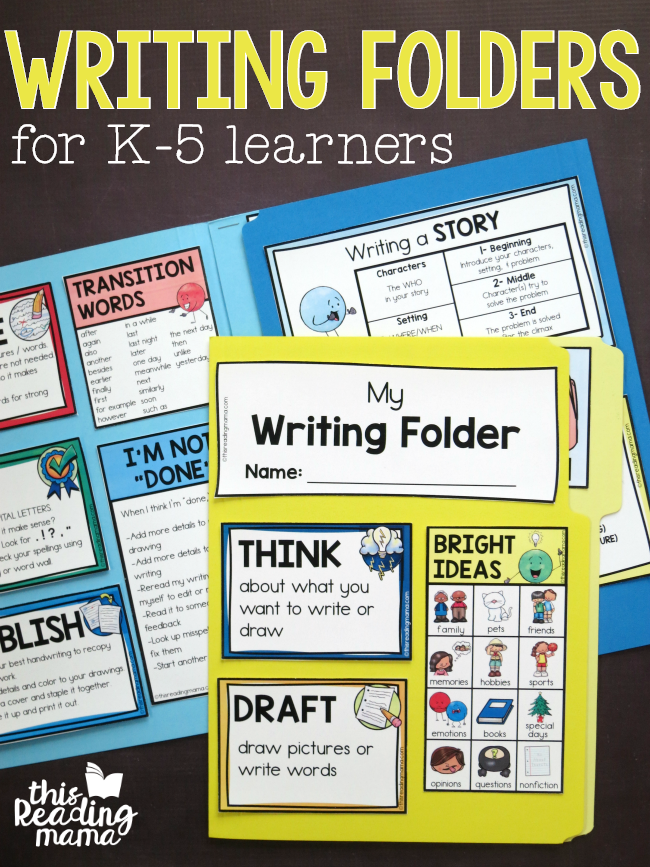 Writing Folders Freebies for K-5 Learners - This Reading Mama