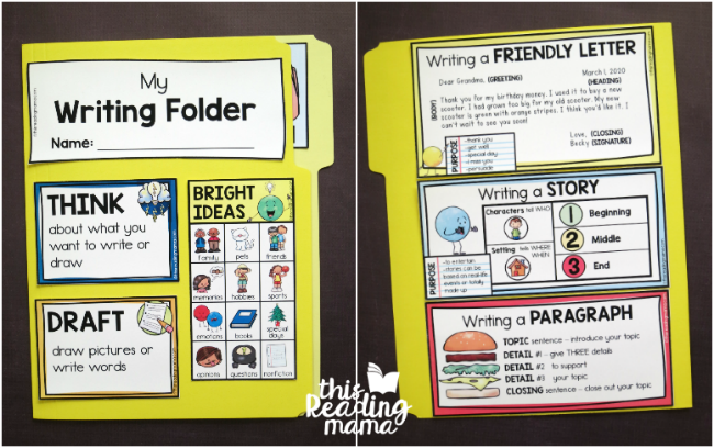 front and back of our K-2 Writing Folder