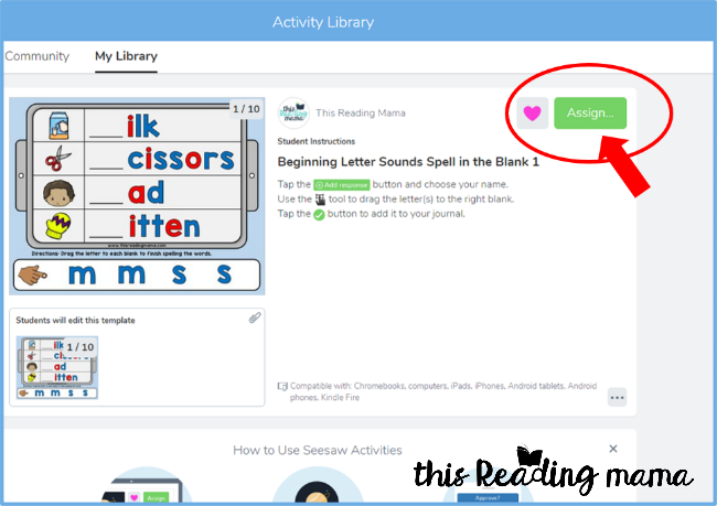 Seesaw Tutorial - assign to your class