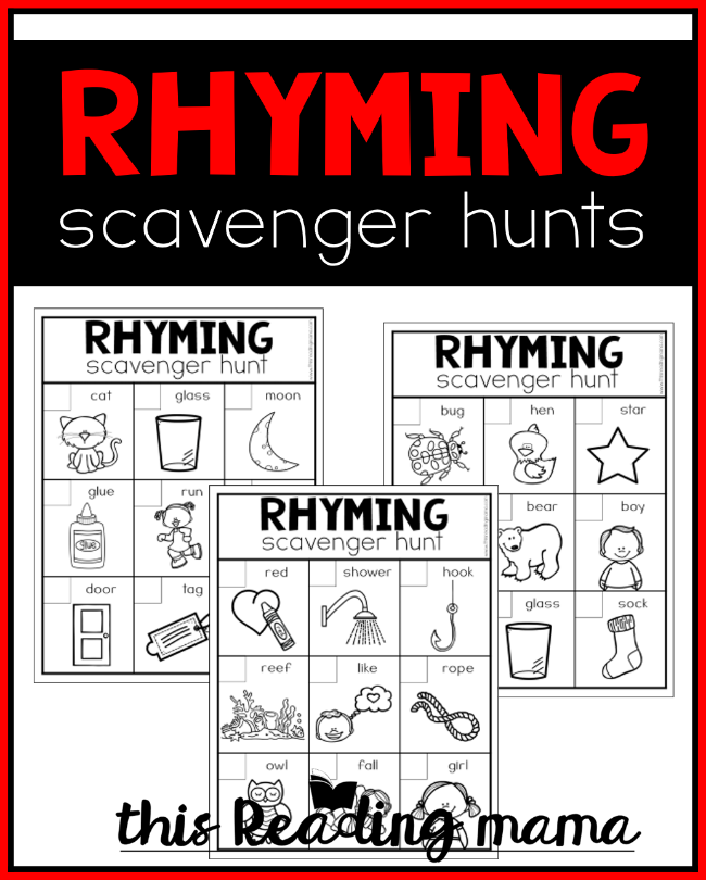 FREE Printable Rhyming Scavenger Hunts - This Reading Mama