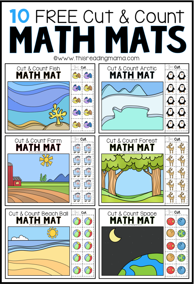 10 FREE Cut & Count Math Mats - This Reading Mama