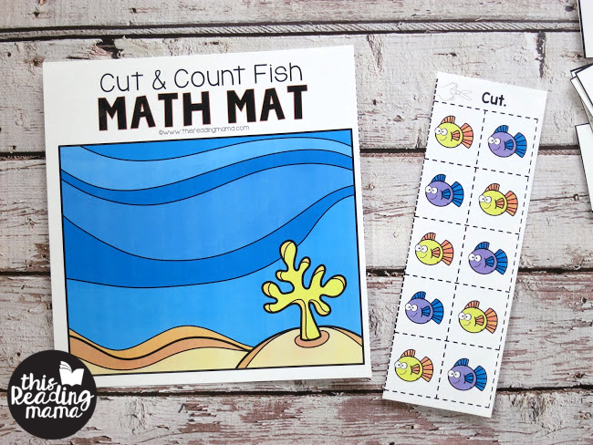 Cut & Count Math Mats - learners cut apart 10 manipulatives to use on the mat