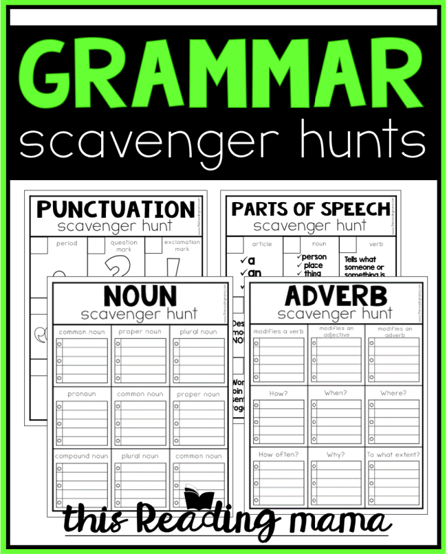 Printable Grammar Scavenger Hunts - This Reading Mama