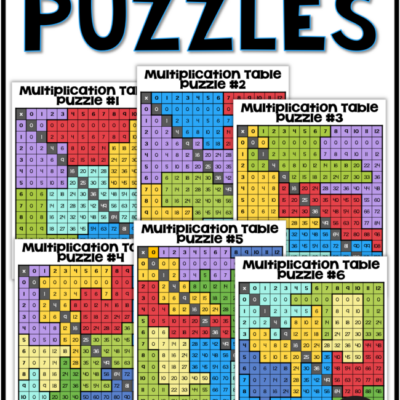 Multiplication Table Puzzles – 6 Different Puzzles