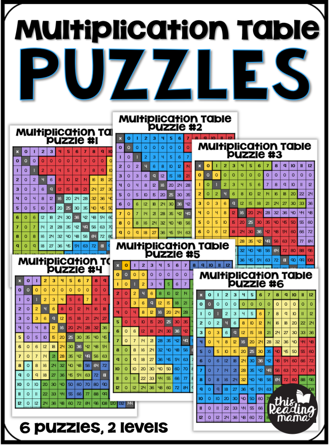 Multiplication Table Puzzles - 6 free puzzles - This Reading Mama