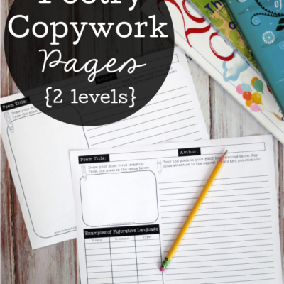 Poetry Copywork Pages {2 Levels}
