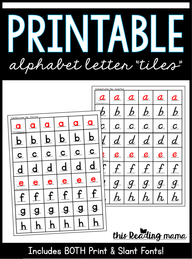 Printable Alphabet Letter Tiles - Print and Script - This Reading Mama