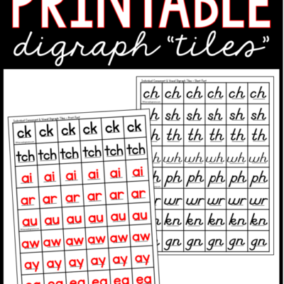Printable Digraph Tiles + Vowel Team Tiles