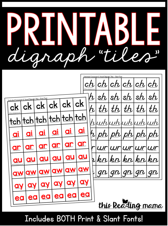 Printable Digraph Tiles + Vowel Team Tiles - This Reading Mama