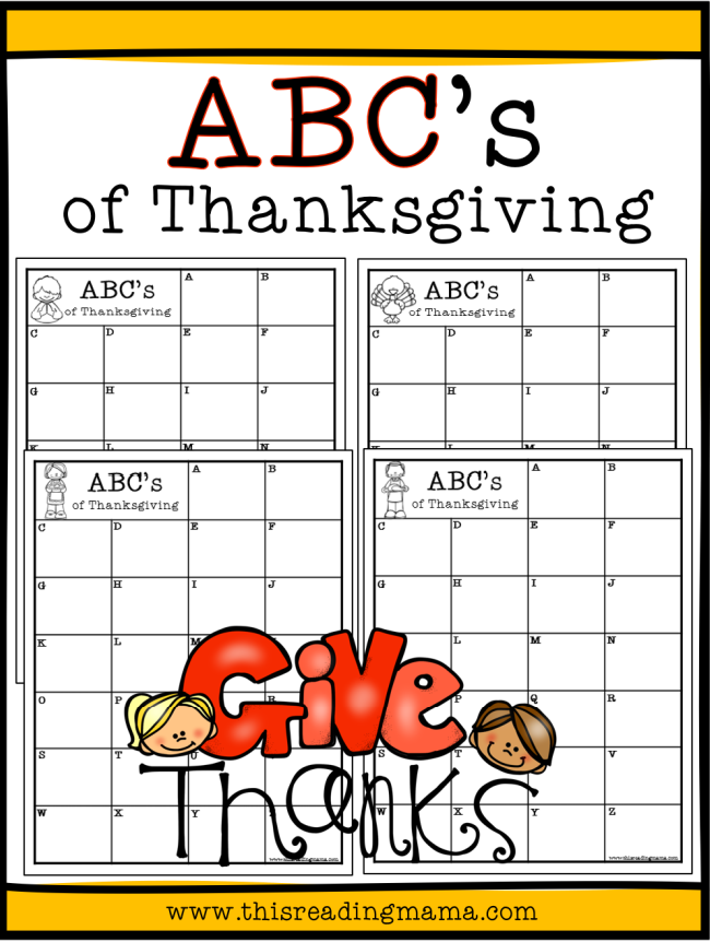 Giving Thanks ABC Chart - This Reading Mama