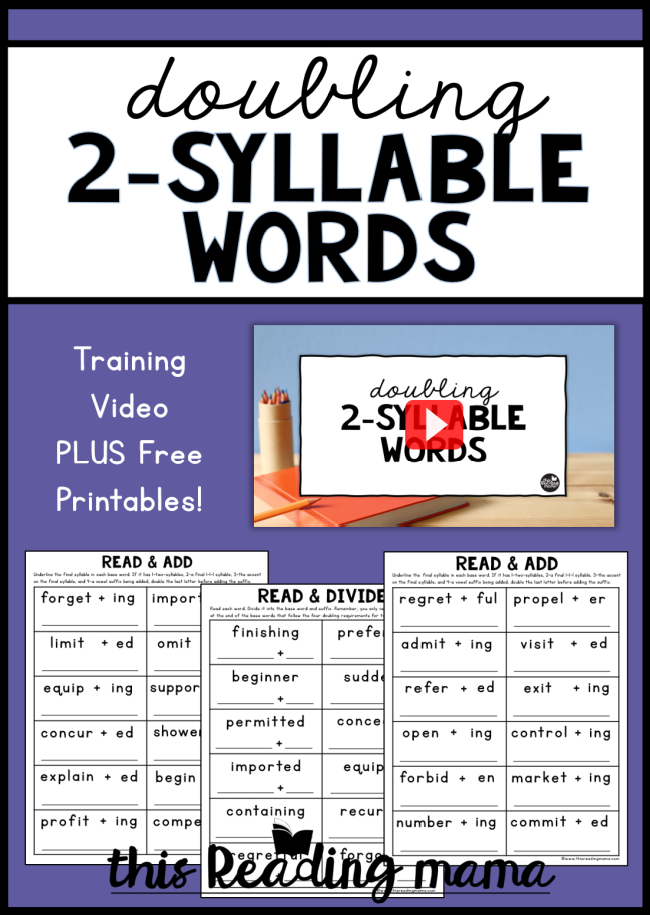 Doubling Two-Syllable Words Video + Freebie - This Reading Mama