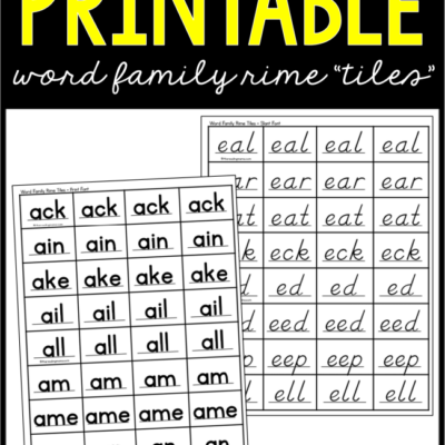 Printable Word Family Rime Tiles