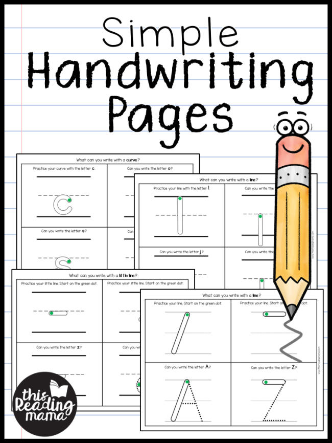 Simple Handwriting Pages - This Reading Mama