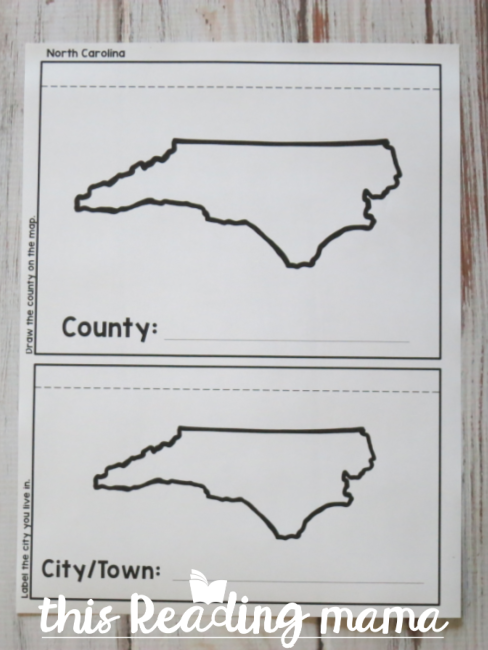 Geography flip book - state page sample