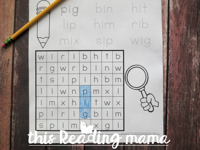 Phonics Word Search Puzzle - find the word in the word search