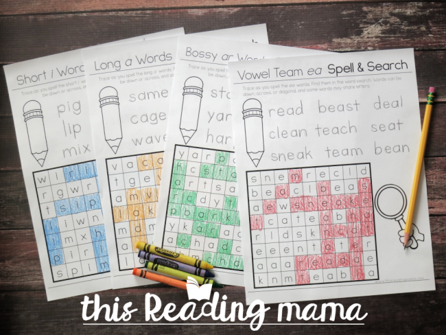 Phonics Word Search Puzzles - subscriber freebie from This Reading Mama