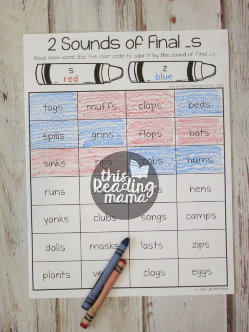 Two Sounds of Final S Coloring Page - This Reading Mama