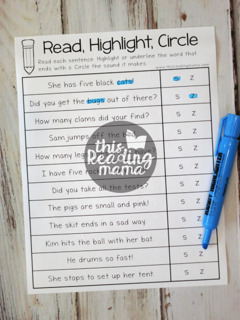 Two Sounds of Final s Worksheet - This Reading Mama