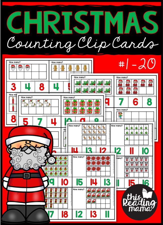 Christmas Counting Clip Cards - This Reading Mama