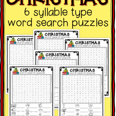 Christmas Word Search Puzzles by Syllable Types