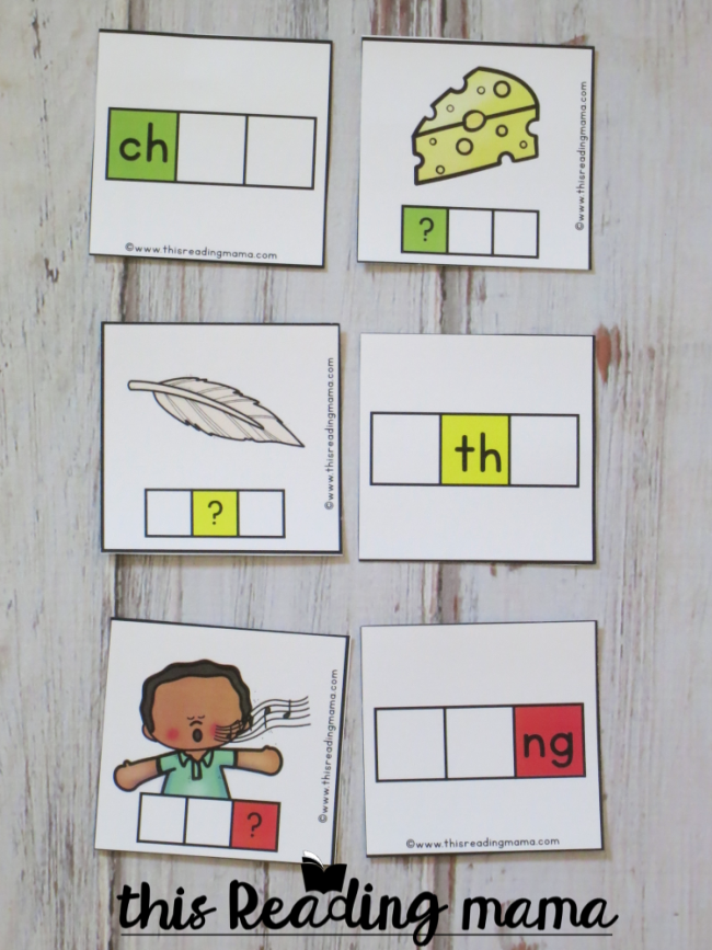 Digraph Memory Matching Game - cards for beginning, middle, and ending digraphs