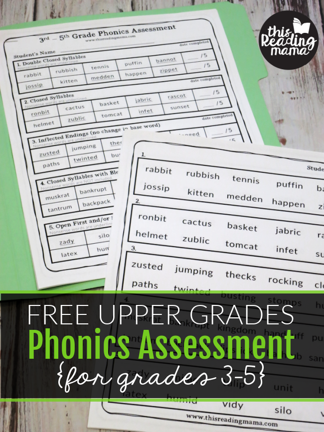 Upper Grade Phonics Assessment for Grades 3-5 {FREE} - This Reading Mama