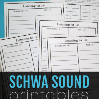 Schwa Sound Printables – Sorts & Games