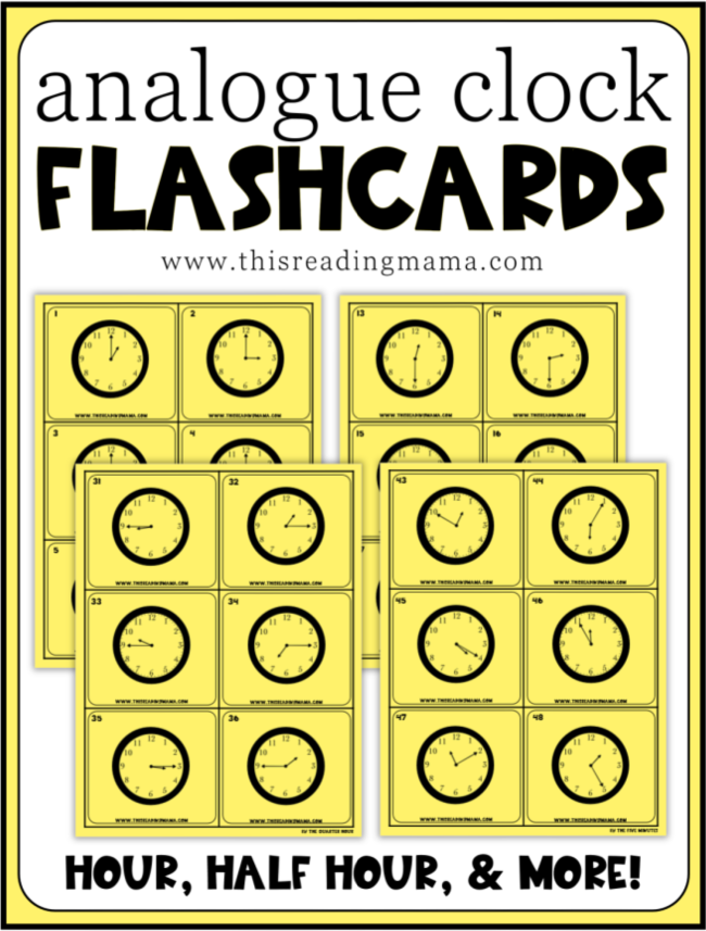 Analogue Clock Flashcards - This Reading Mama