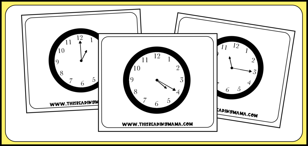 Analogue Clock Flashcards examples - This Reading Mama