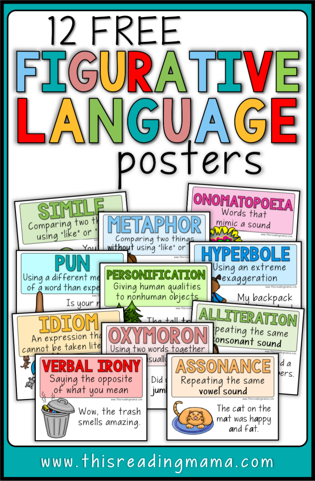 Figurative Language Posters - 12 FREE - This Reading Mama