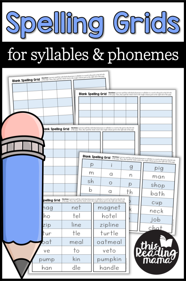 Blank Spelling Grids for Syllables or Phonemes - This Reading Mama