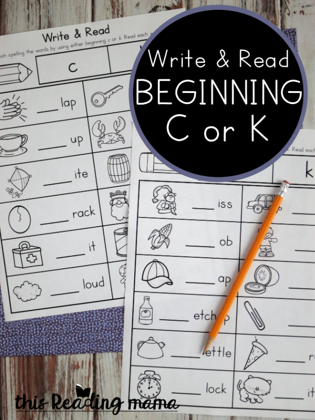 Write & Read Beginning C or K - This Reading Mama