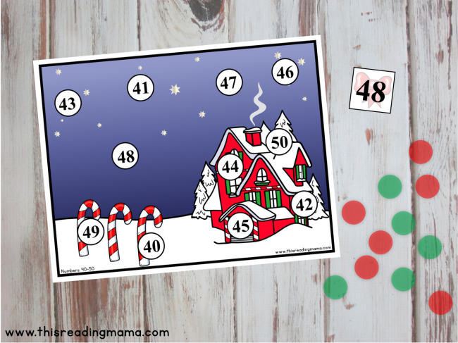 Christmas Number Dot Pages - draw a card