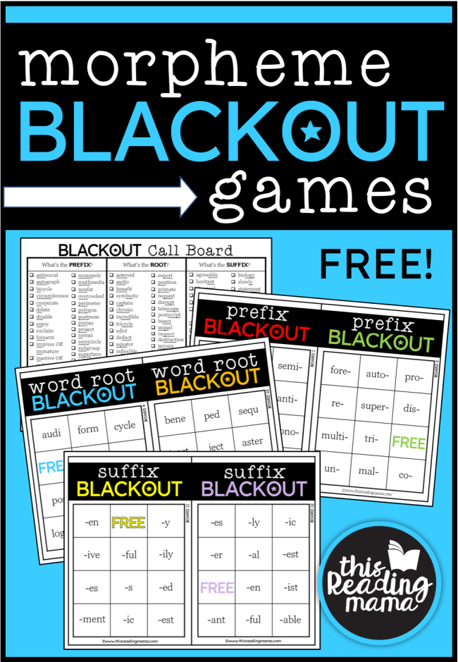 36 Morpheme Blackout Games - FREE - This Reading Mama